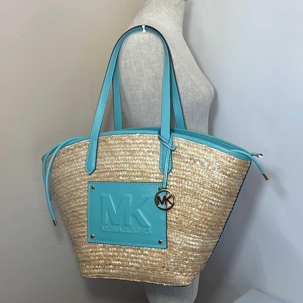 Michael Kors Kimber Large straw string tote shoulder bag - Picture 1 of 9